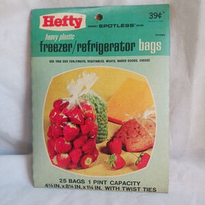 Vintage Hefty Freezer Refrigerator Bags Pint 70s